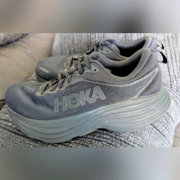 Men's Hoka Bondi 8 One One Black Running Athletic Shoes Sneakers - Size 9 EEEE - Picture 4 of 11